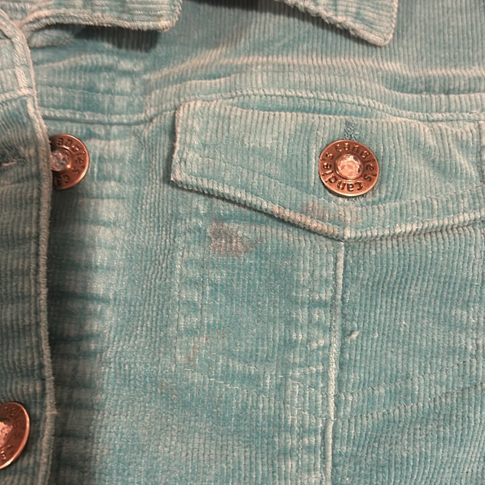 Candies Girls, Size L, Teal Blue Corduroy Jeans Jacket - Picture 11 of 11